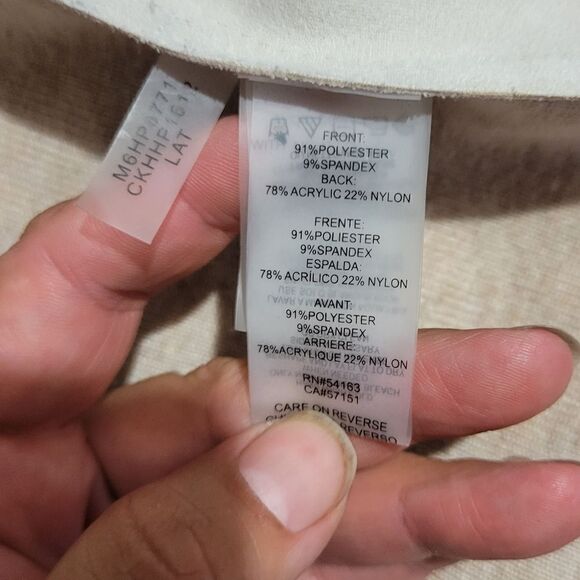 Calvin Klein Sweater Beige Vest Sleeveless Drape Open Front Faux Suede - Picture 5 of 10